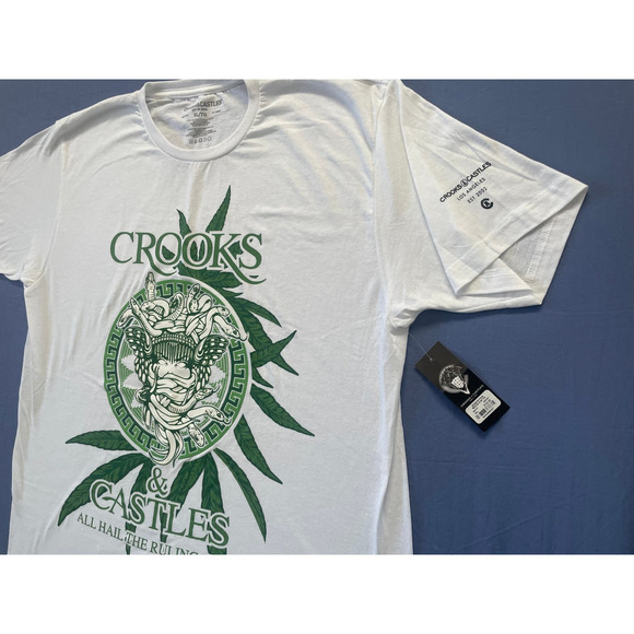 Crooks & Castles Medusa Kush Tee Mens X-Large 2Q0470 Green Death Row Records NWT - Picture 3 of 4